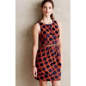Anthropologie Maeve Polka Dot Sheath Dress | Sz‎ 4 | Retro Chic